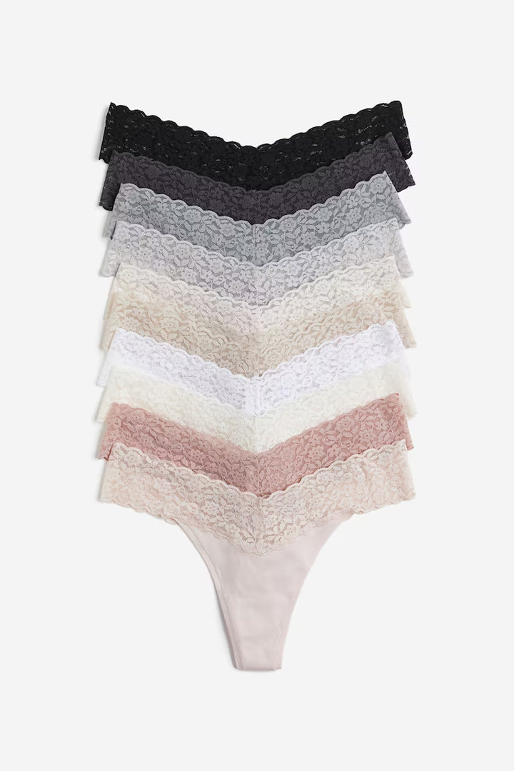 H&M 10-PACK LACE THONG BRIEFS