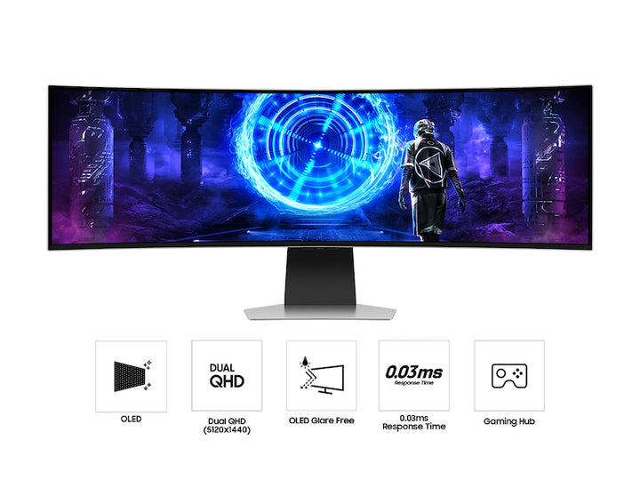 Samsung 49" Odyssey QD-OLED G9 (G95SD) Dual QHD 240Hz 0.03ms G-Sync Compatible Curved Gaming Monitor with Glare Free and Smart Features