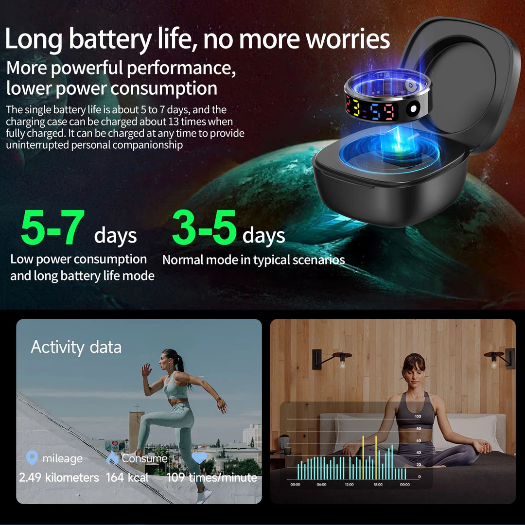 Mingdaln 2025 New Slim Smart Ring, Men's and Women's Smart Ring, Smart Watch/Fitness Tracker with 5ATM Water Resistance fits for Android and Iphone Devices (Gold 8)