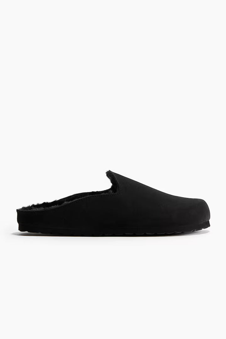 H&M TEDDY FLEECE-LINED SUEDE MULES