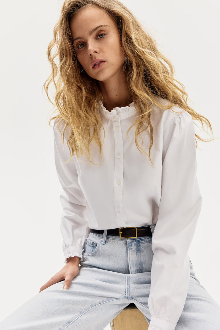 H&M Ruffle-trimmed Oxford Blouse