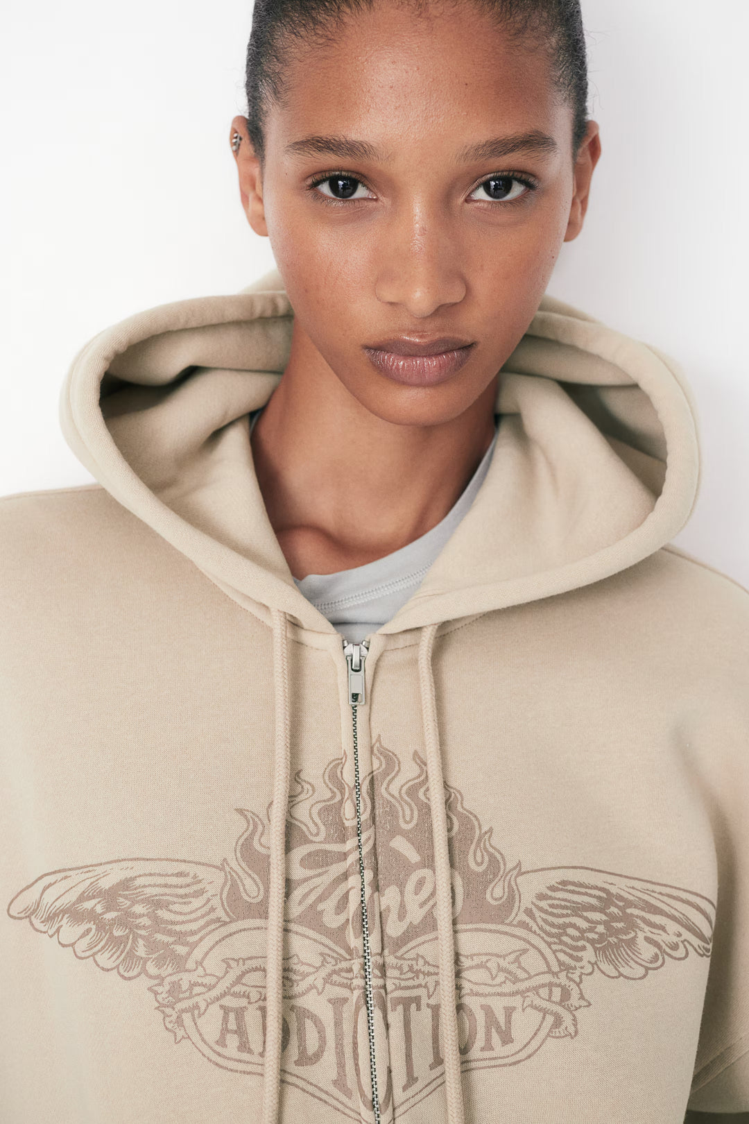 H&M Oversized Hooded Jacket with Motif