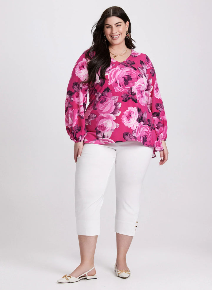 LAURA Balloon Sleeve Floral Tunic