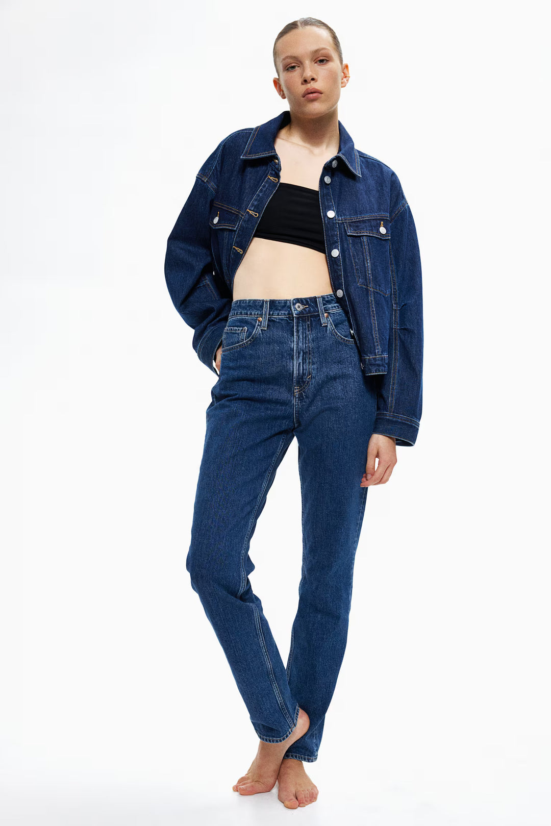 H&M High Rise Slim Straight Leg Jeans