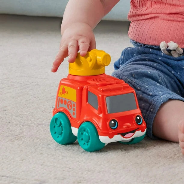 Fisher-Price Chime & Ride Fire Truck Push-Along Toy Vehicle for Infants with Fine Motor Activities