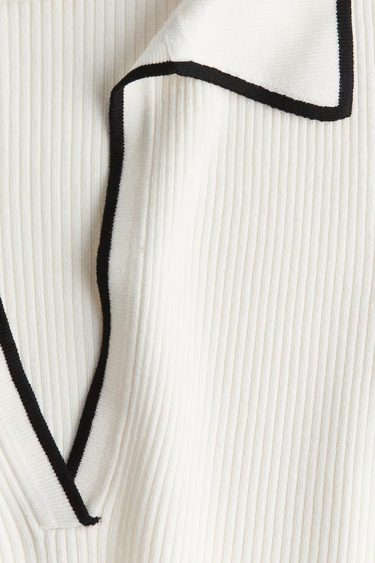 H&M RIB-KNIT POLO SHIRT