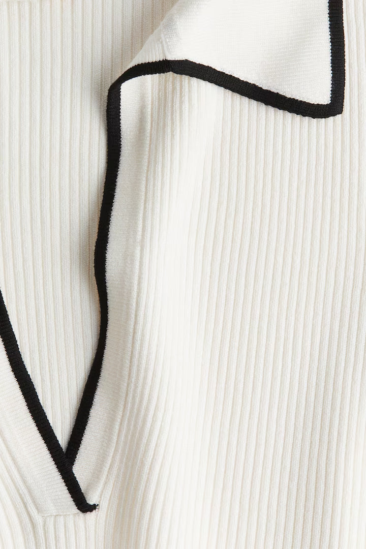 H&M RIB-KNIT POLO SHIRT