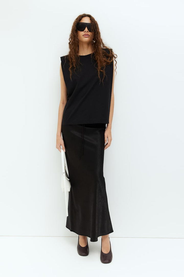 H&M Satin Skirt with Drawstring