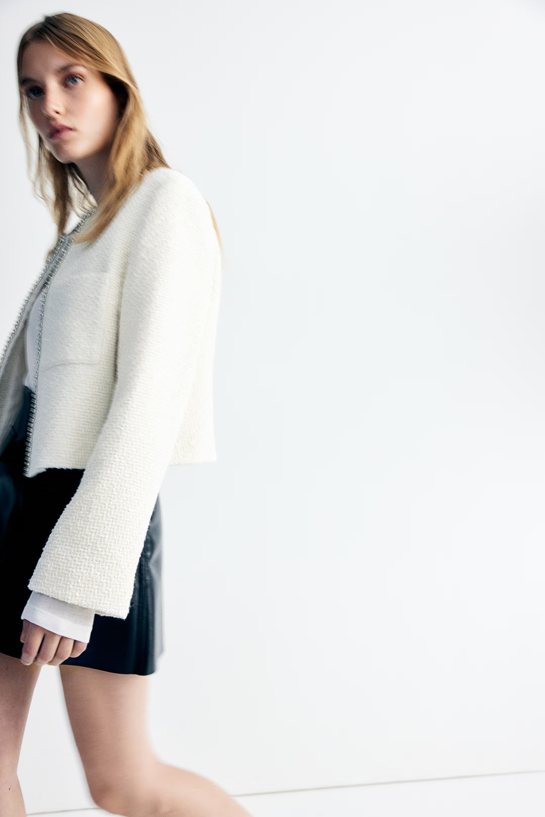 H&M Rhinestone-Embellished Bouclé Jacket