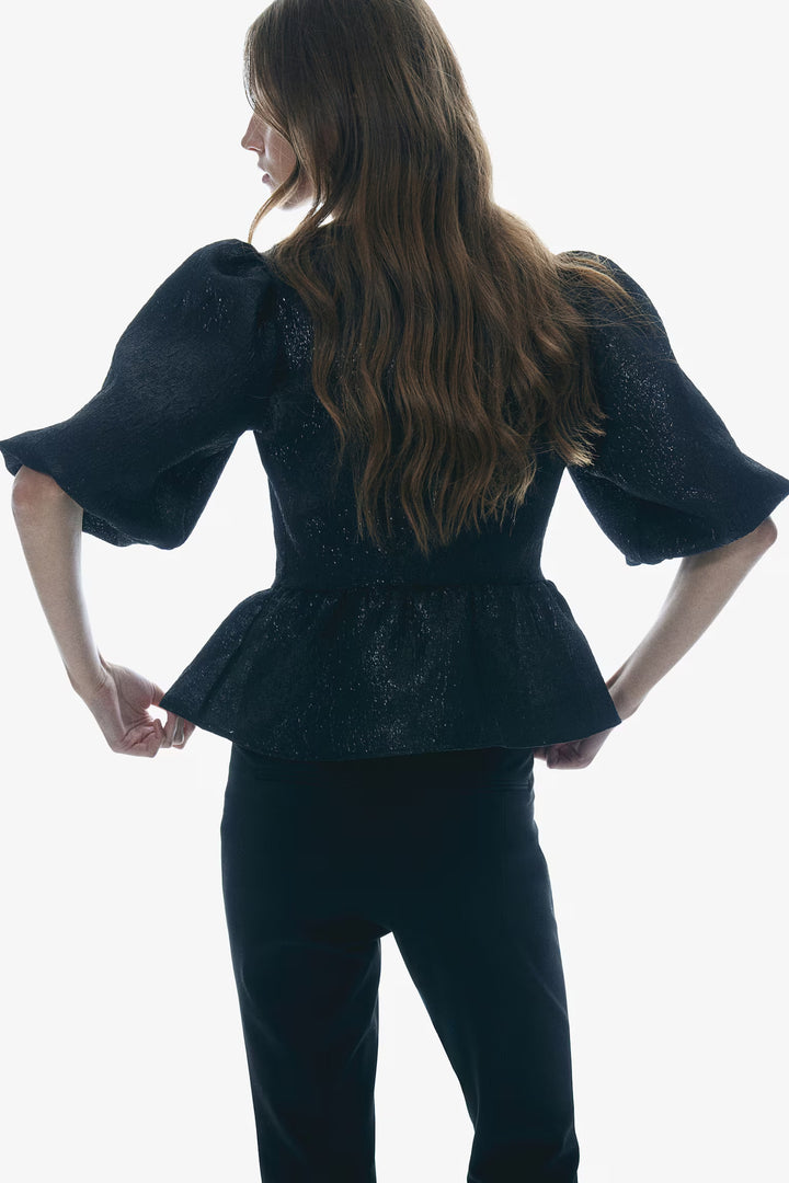 H&M Jacquard-Weave Tie-Front Blouse