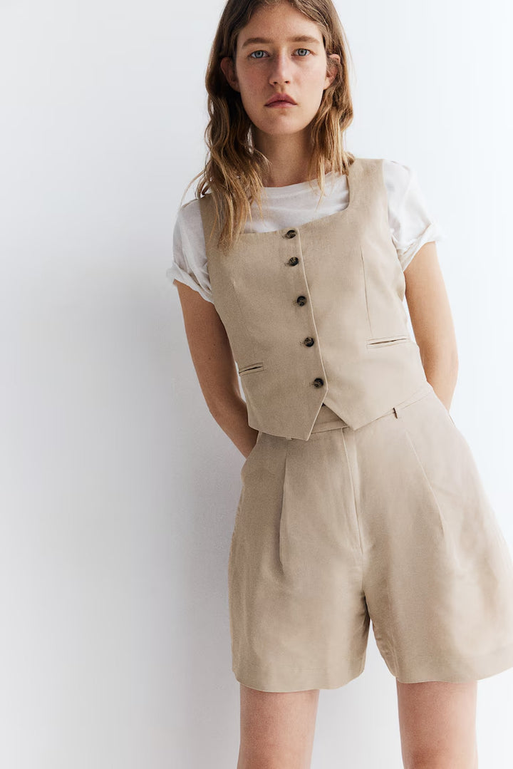 H&M LINEN-BLEND SHORTS