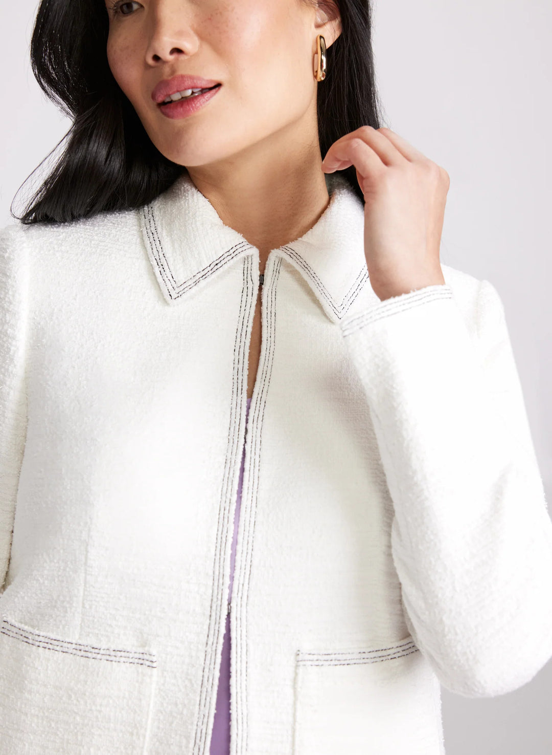 LAURA Contrast Stitch Tweed Jacket