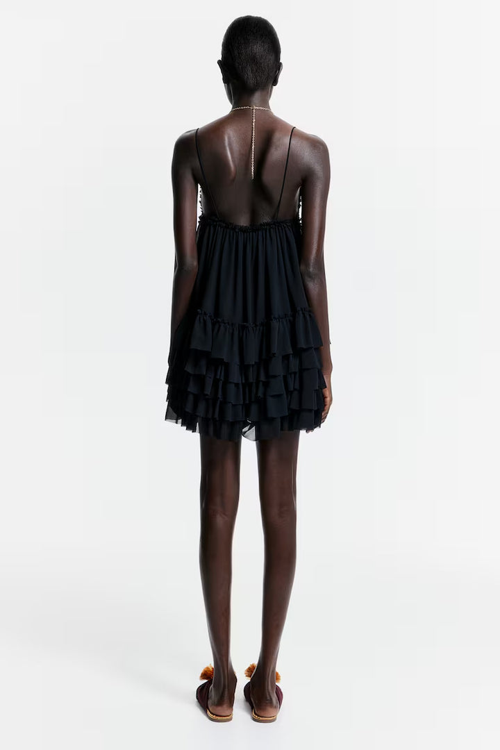 H&M Ruffled Chiffon Strappy Dress