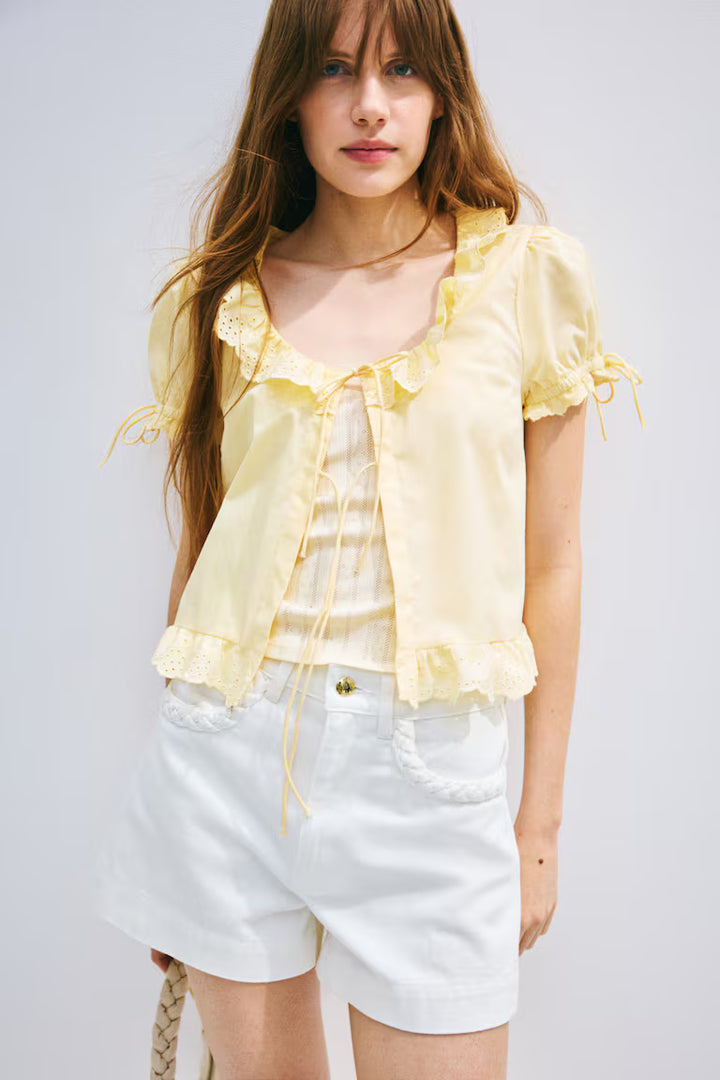 H&M Ruffle-Trimmed Cotton Blouse
