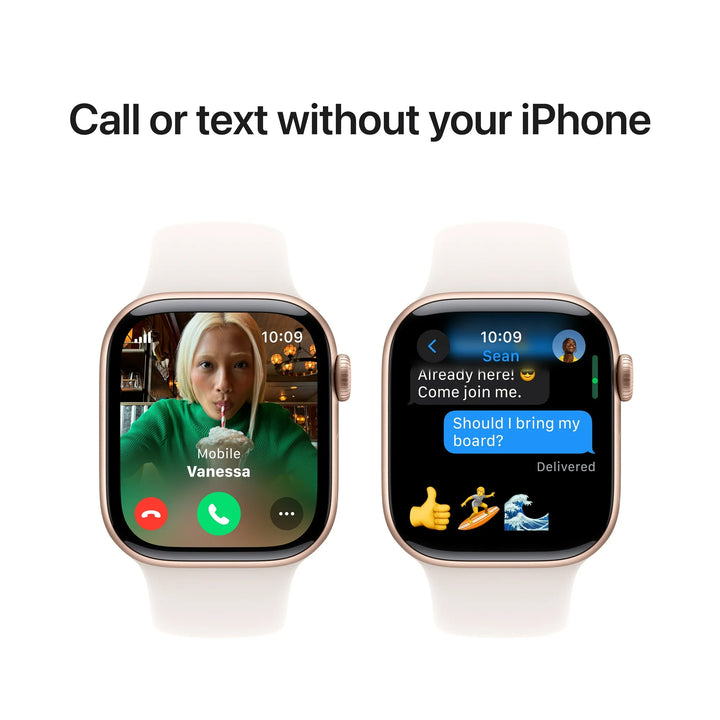 Apple Watch Series 10 GPS + Cellular 46mm Rose Gold Aluminum Case with Light Blush Sport Band - M/L