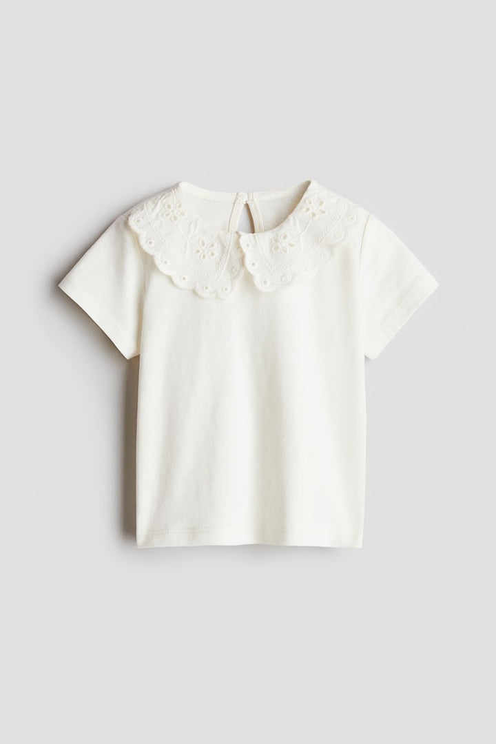 H&M Top with Eyelet-Embroidered Collar