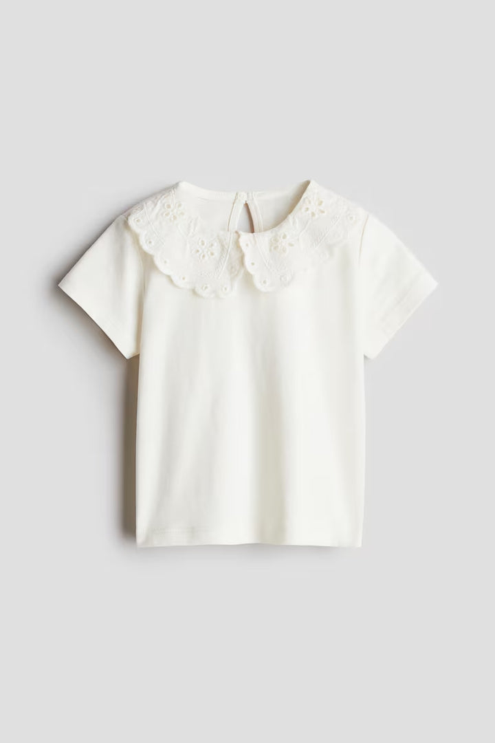H&M Top with Eyelet-Embroidered Collar