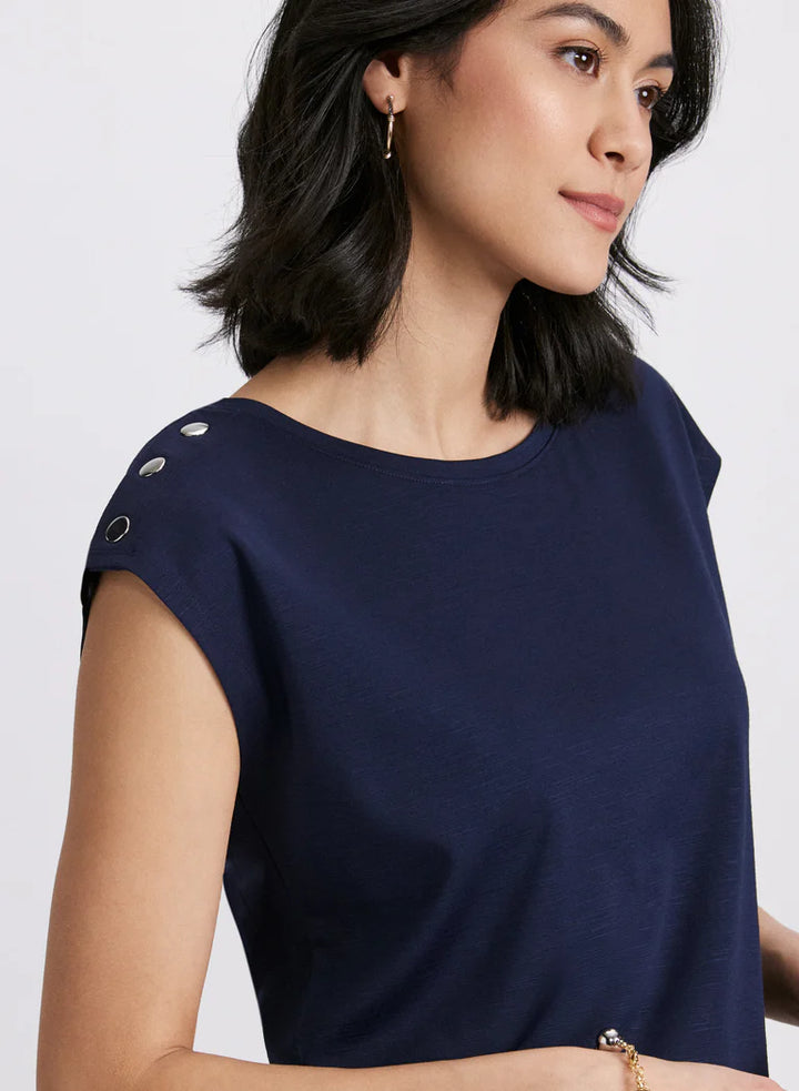 LAURA Metallic Button T-Shirt