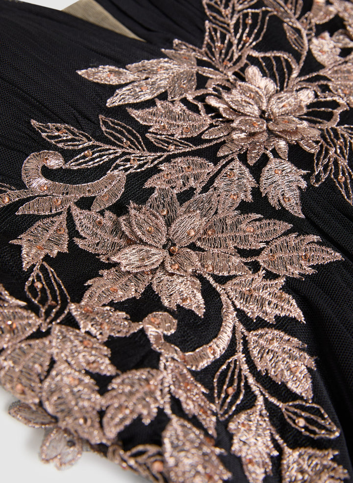 LAURA Metallic Floral Embroidered Dress