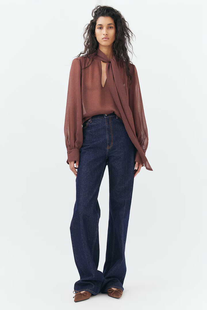 H&M Tie-Neck Chiffon Blouse
