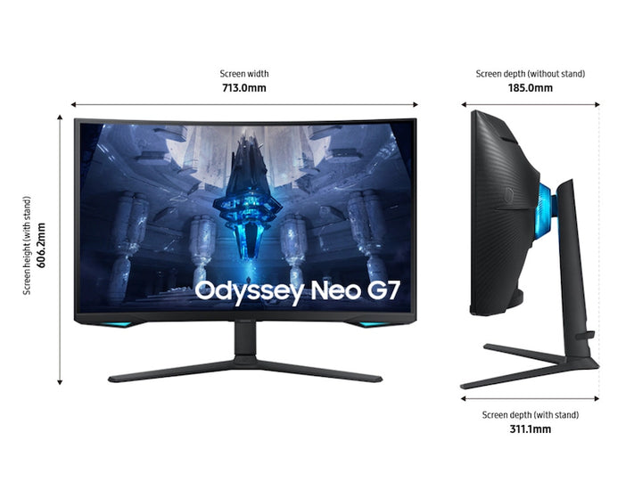 Samsung 32" Odyssey Neo G7 4K UHD 165Hz 1ms(GTG) Quantum HDR2000 Curved Gaming Monitor