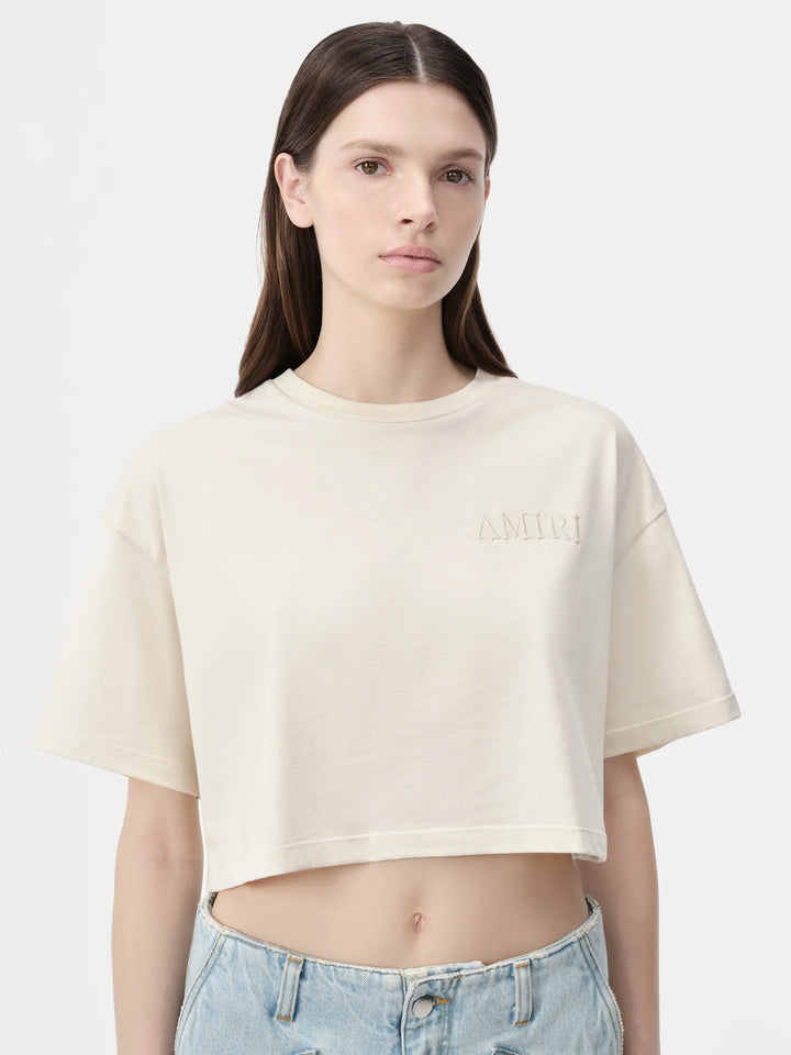 AMIRI WOMEN'S AMIRI EMBROIDERED CROPPED TEE