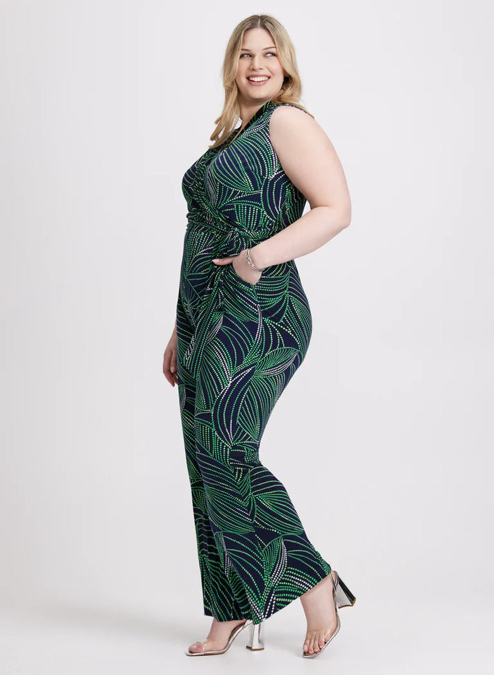 LAURA Abstract Leaf Print Jumpsuit