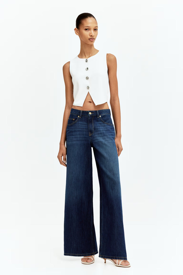 H&M High Rise Wide Leg Cropped Jeans