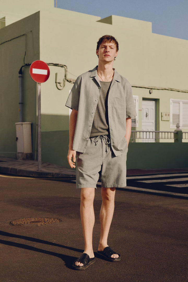 H&M Regular-Fit Short-Sleeved Linen-Blend Shirt