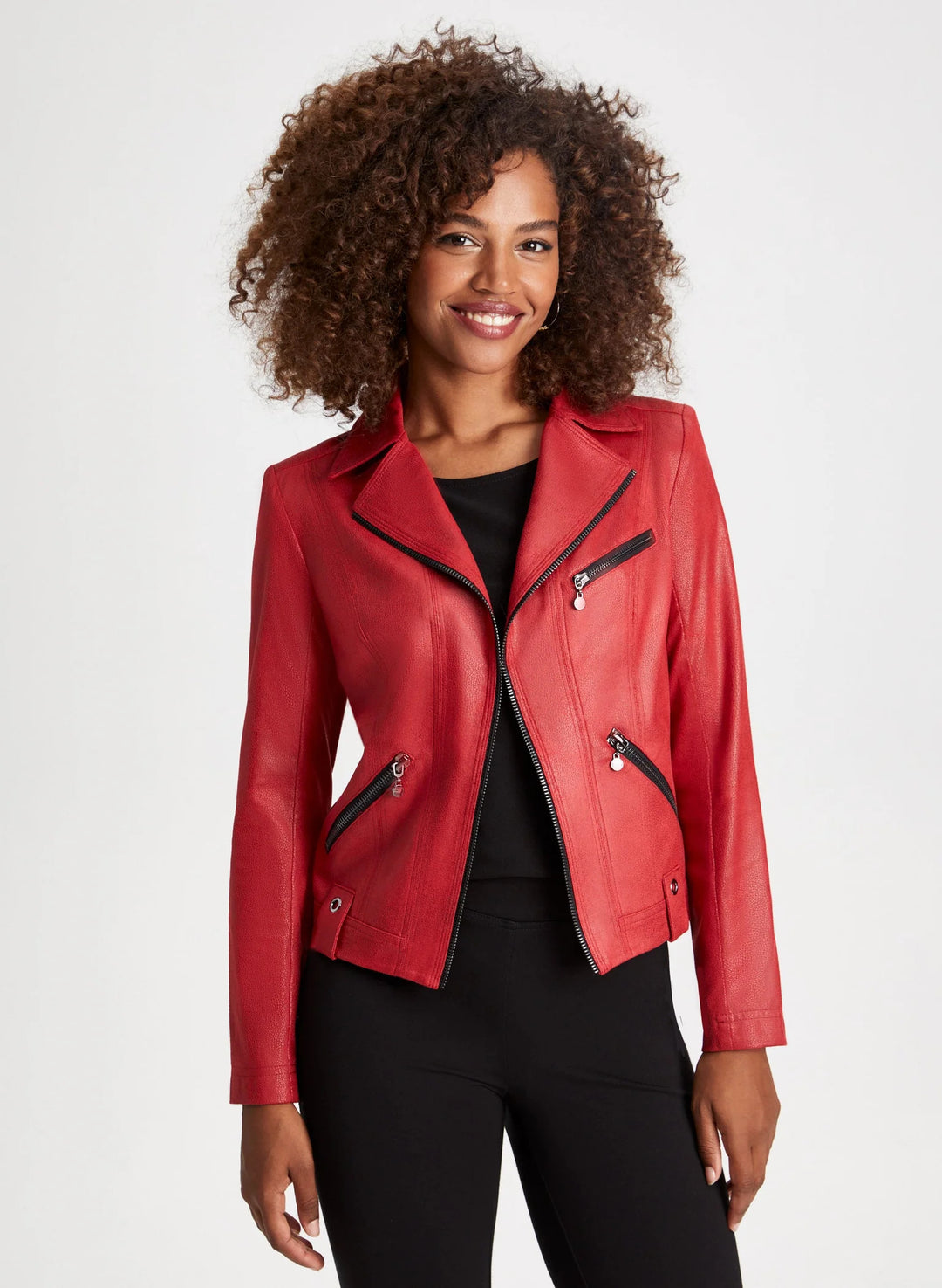 LAURA Zip Detail Faux Suede Jacket