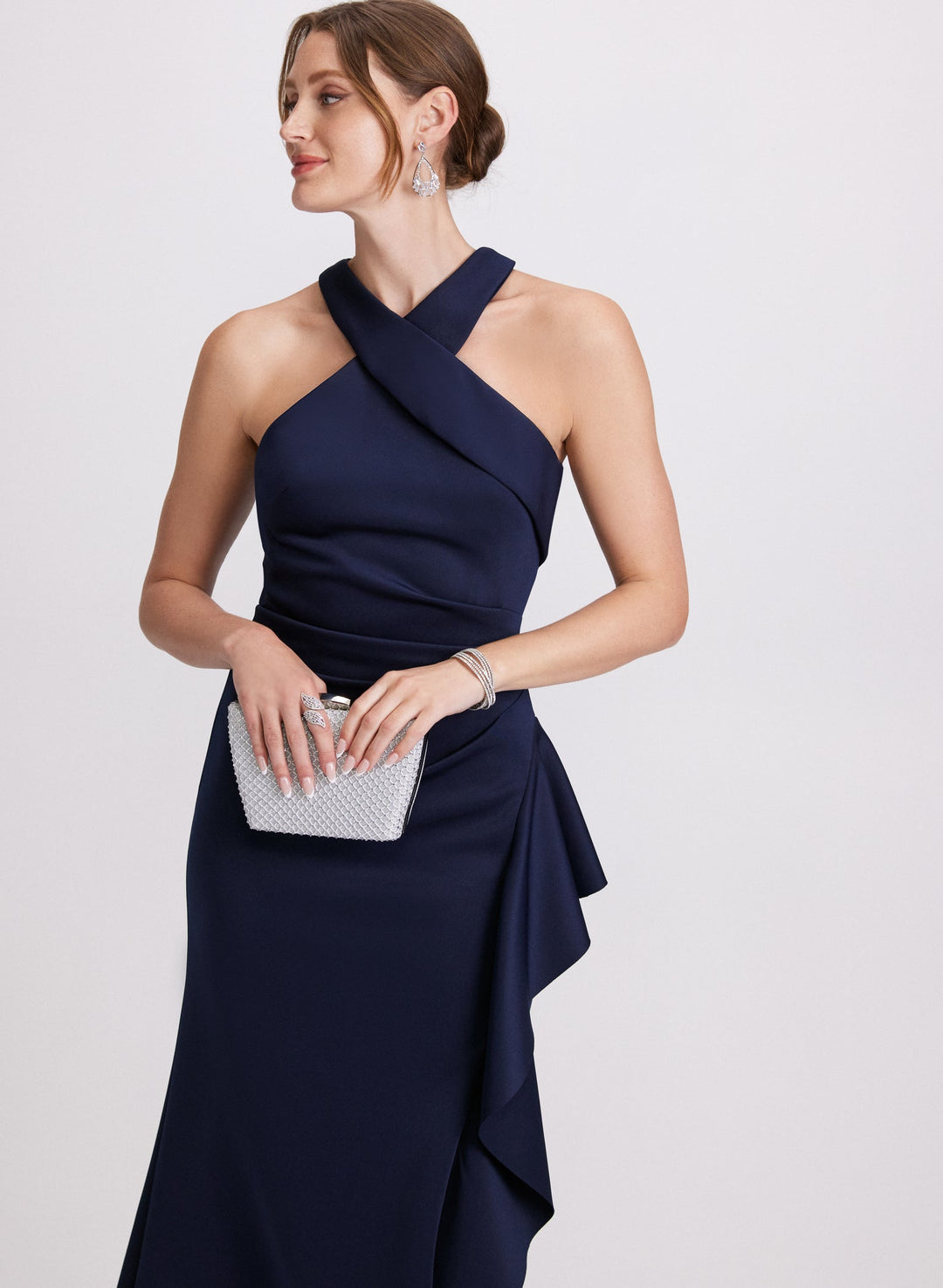 LAURA Ruched Waterfall Flounce Dress