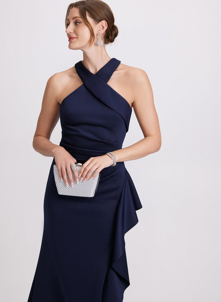LAURA Ruched Waterfall Flounce Dress