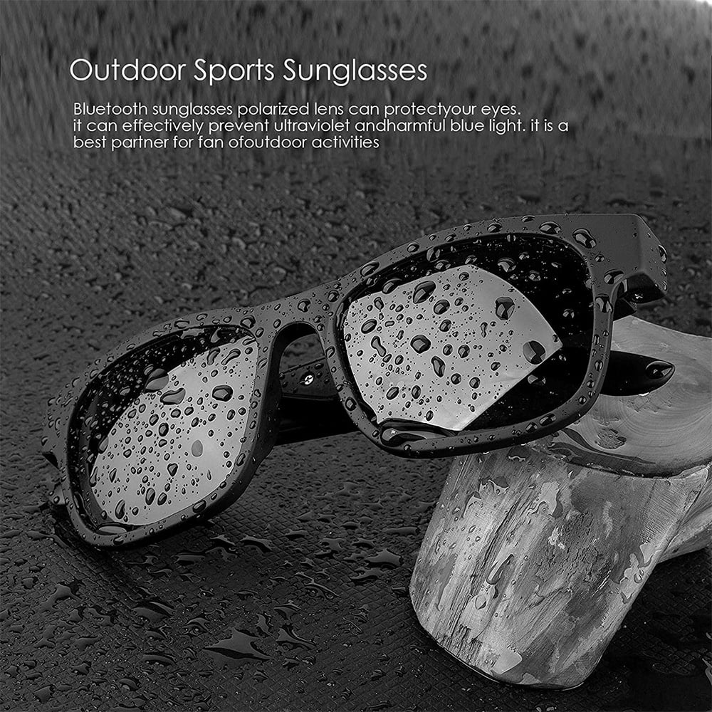 Mesase Unisex Smart Sunglasses with Bluetooth, Black