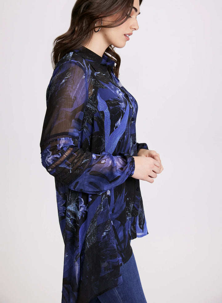 LAURA Tropical Button-Down Blouse