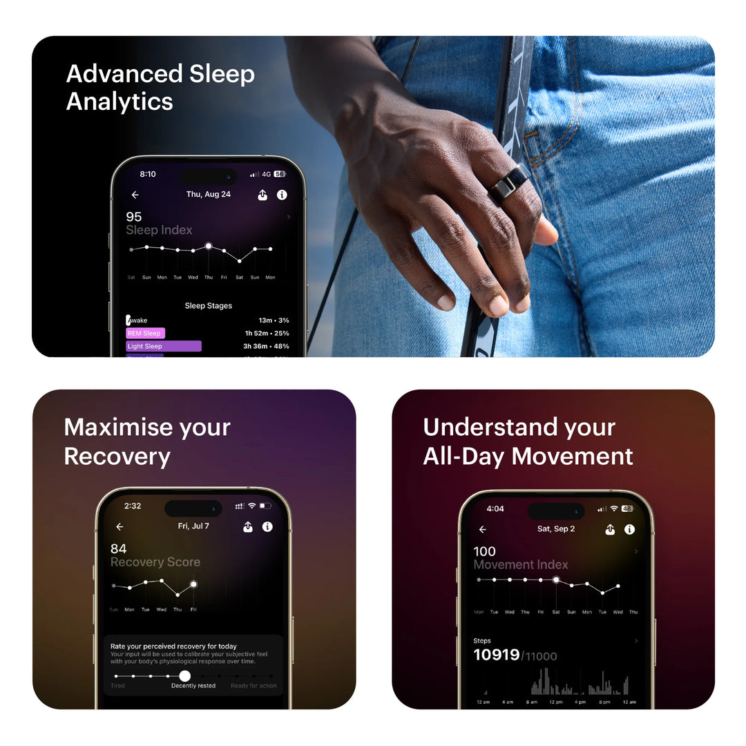 Ultrahuman Ring AIR Size 9 - World’s Lightest Sleep-Tracking Wearable - Aster Black