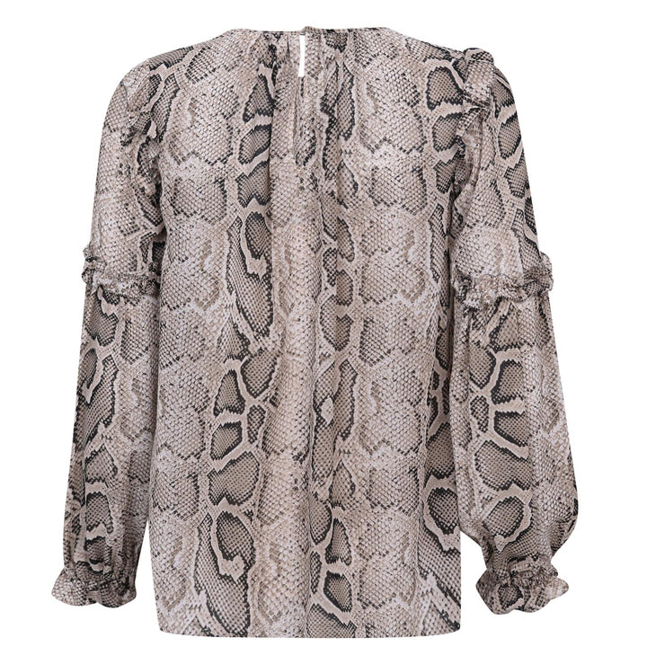 MICHAEL Michael Kors Snake Ruffle Long Sleeve Blouse
