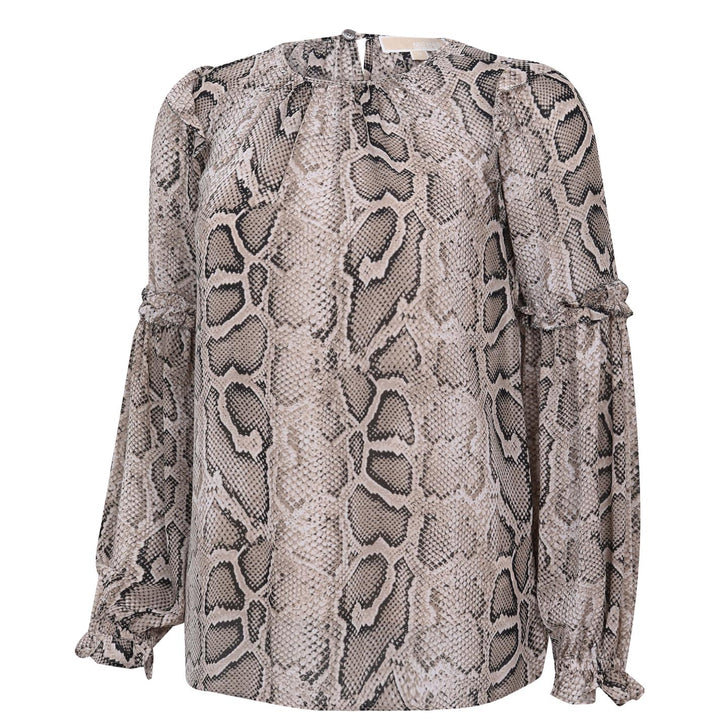 MICHAEL Michael Kors Snake Ruffle Long Sleeve Blouse