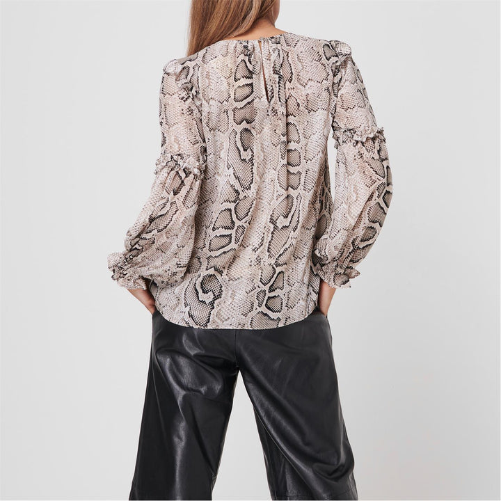 MICHAEL Michael Kors Snake Ruffle Long Sleeve Blouse