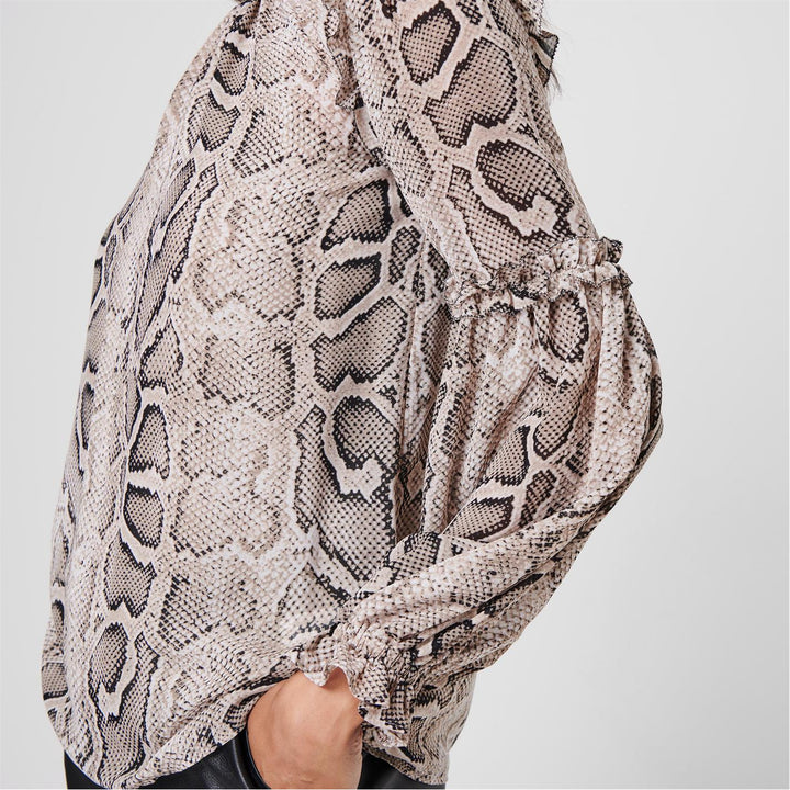 MICHAEL Michael Kors Snake Ruffle Long Sleeve Blouse