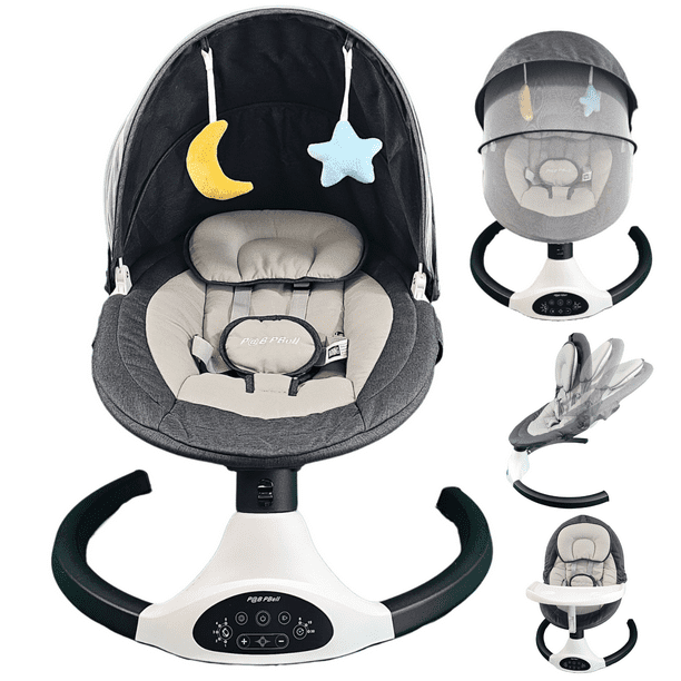 P@B PBell Baby Swing for Infants, Bluetooth Music Speaker 5 Speeds and Remote Control. Five-Point Seat Belt. Baby Swing regulated by Innovation, Science and Economic Development Canada (ISDE).