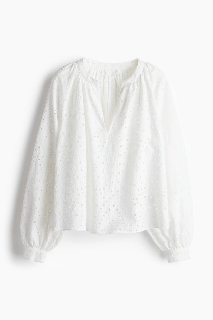 H&M Blouse with Eyelet Embroidery