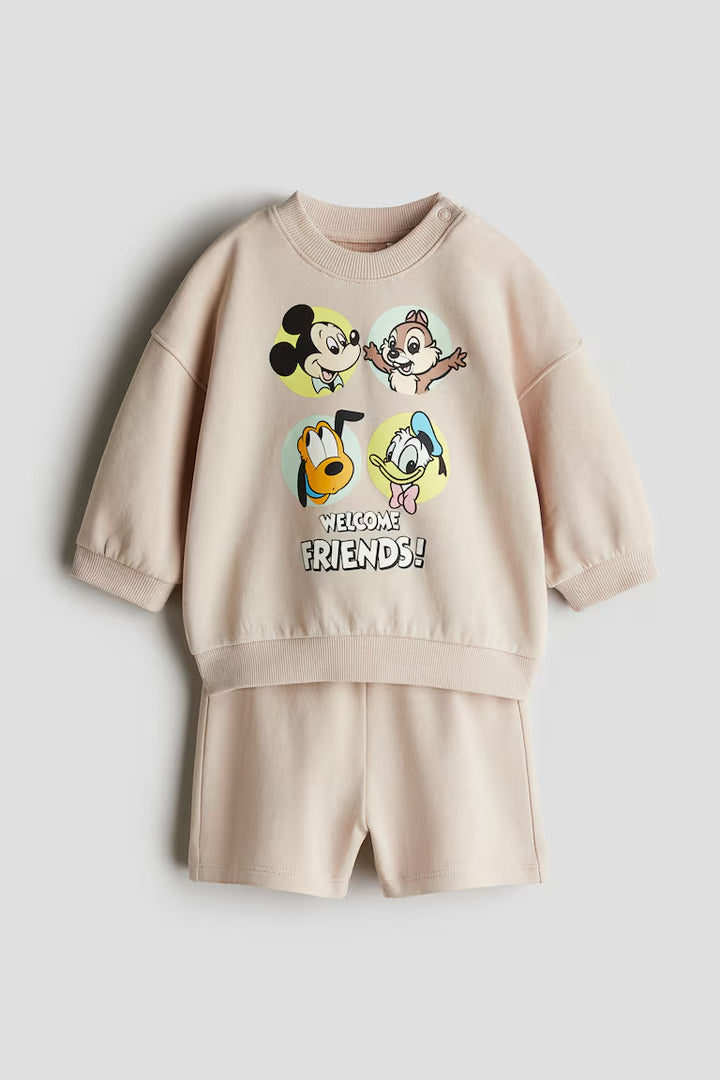 H&M 2-Piece Sweatsuit with Printed Motif