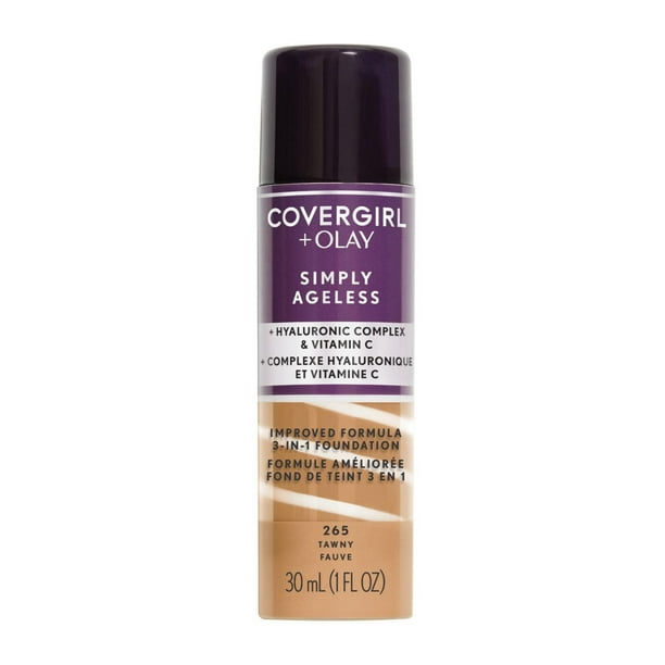 COVERGIRL Simply Ageless 3-in-1 Liquid Foundation Infused with Hyaluronic Complex, Vitamin C and Niacinamide - Hydrating Formula, 100% Cruelty-Free, 3-in-1 Liquid Foundation