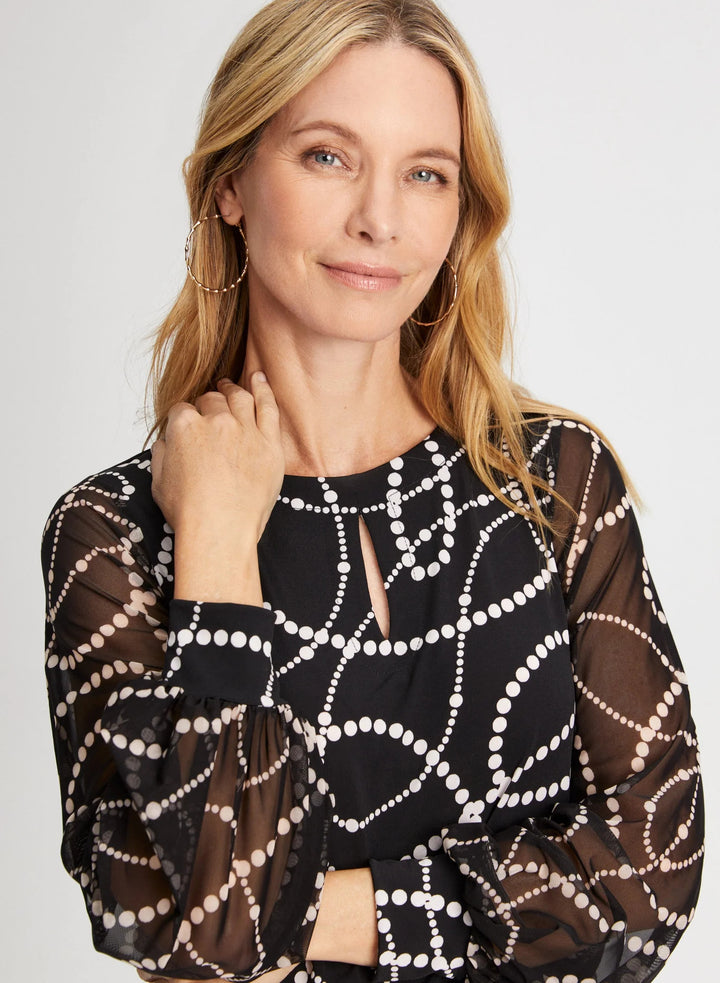 LAURA Printed Bouffant Sleeve Top