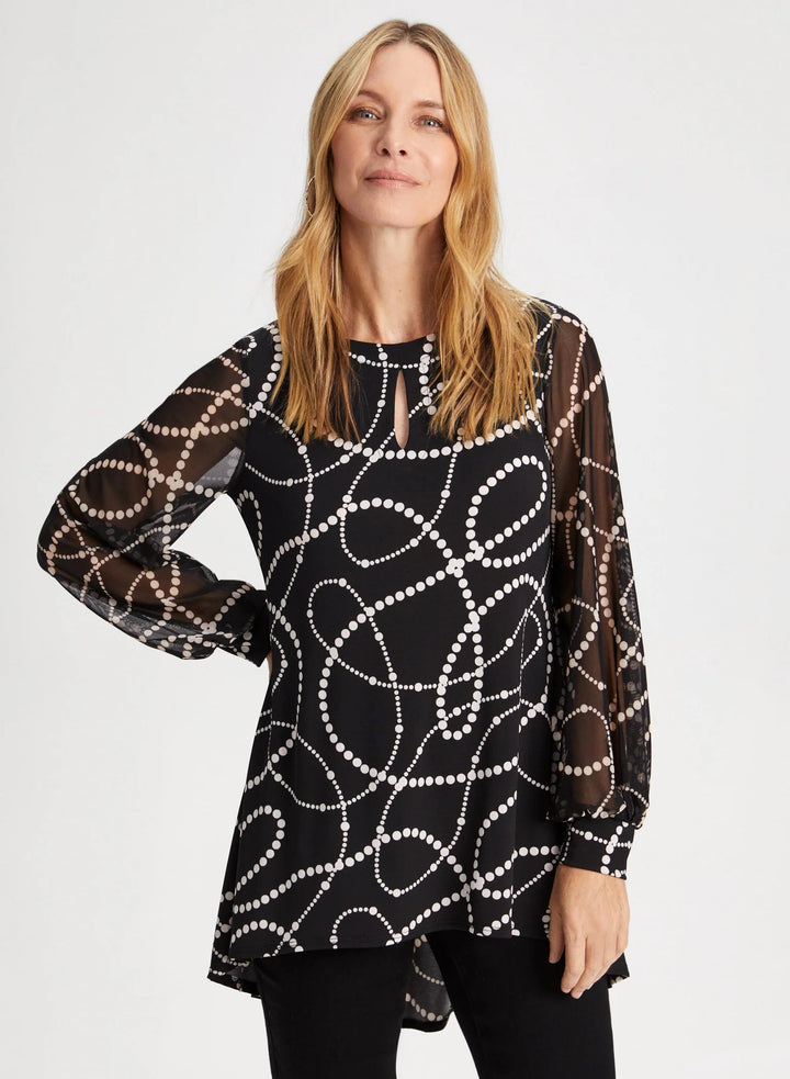 LAURA Printed Bouffant Sleeve Top