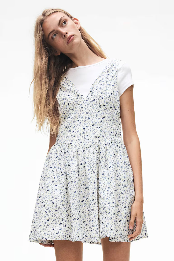H&M Cotton Dress with Flared Skirt