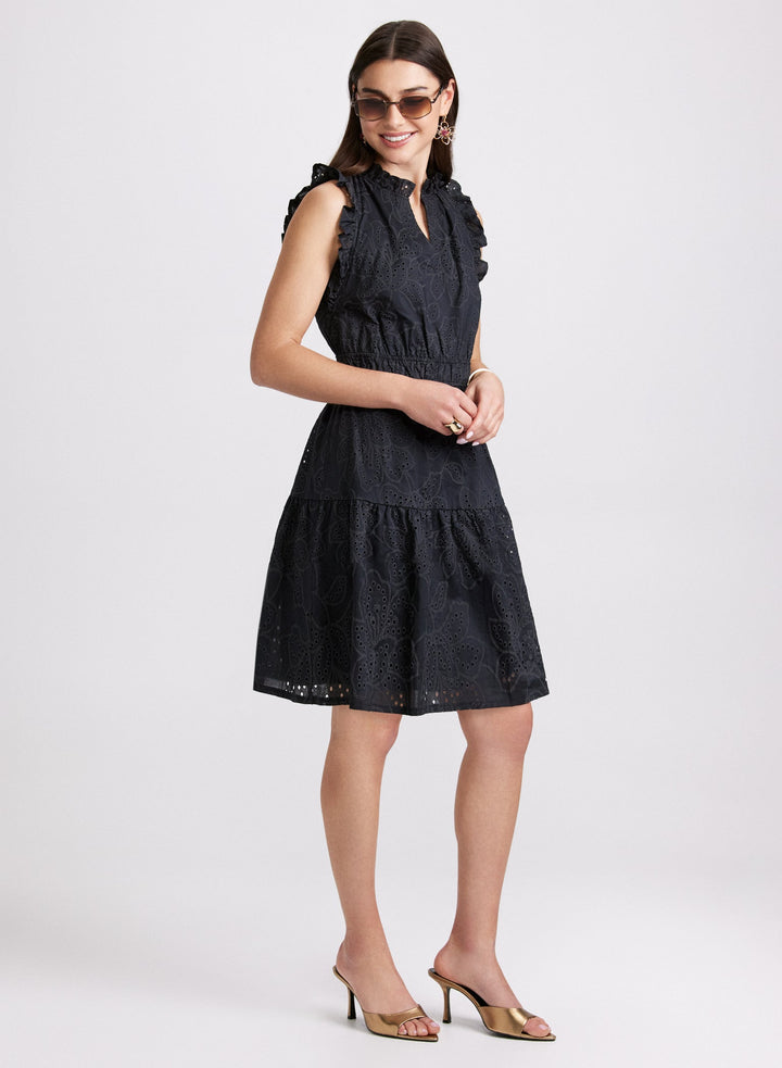 LAURA Sketched Floral Eyelet Dress