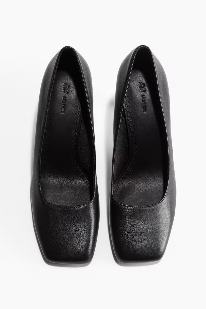 H&M Square-Toe Leather Pumps