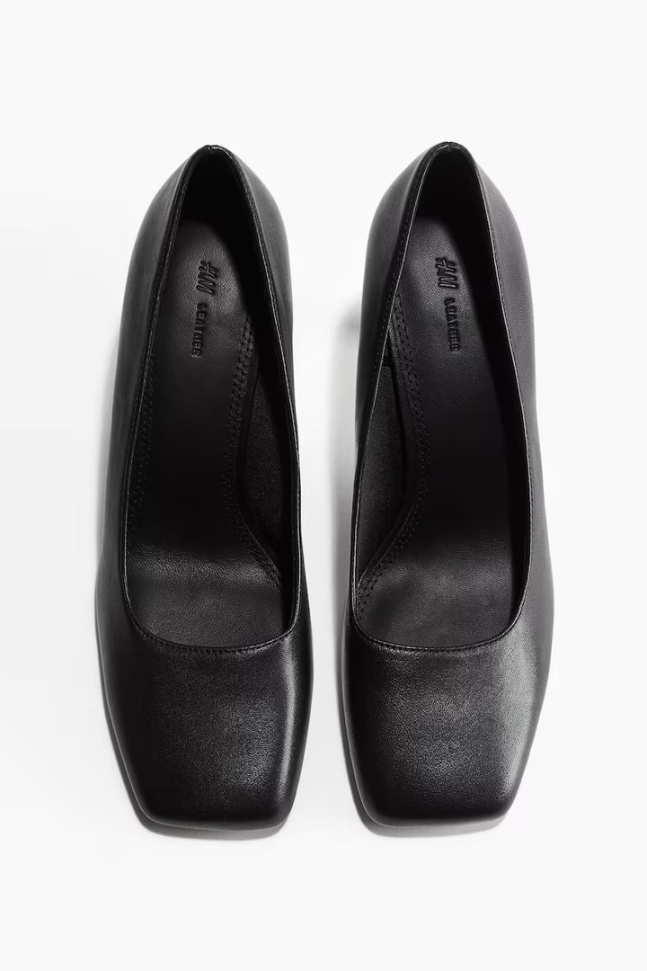H&M Square-Toe Leather Pumps