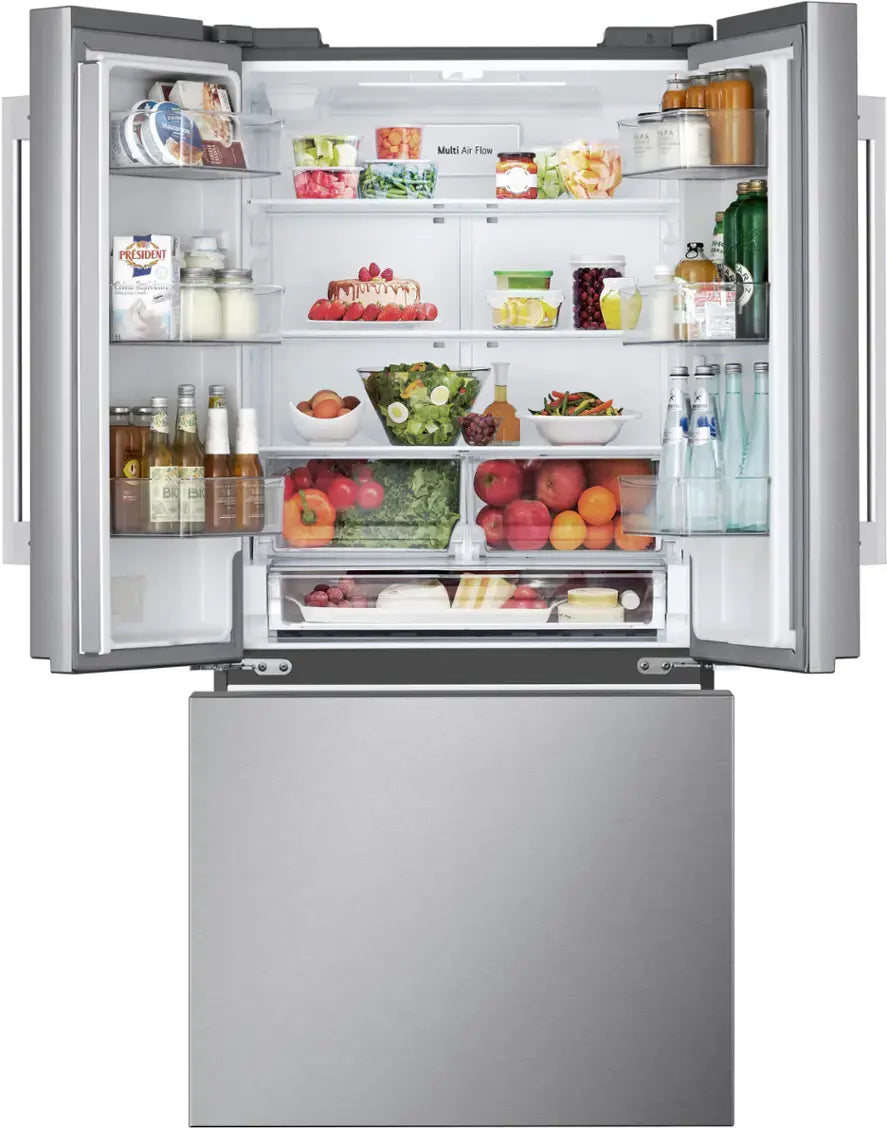 LG - Standard Depth MAX 25.1 Cu. Ft. French Door Smart Refrigerator with Glide N' Serve Drawer - Stainless Steel